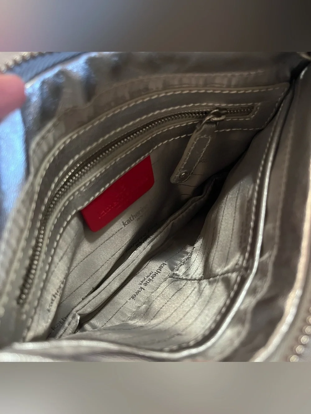Katherine Kwei Silver Pink Ombre Glitter Leather Lila Pouchette Clutch Bag NWT